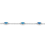 Sterling Silver Adjustable Blue Lab Opal Station Bracelet