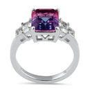 Sterling Silver Bicolor Purple Pink Ombre CZ Ring