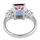 Sterling Silver Bicolor Blue Pink Ombre CZ Ring