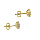 Sterling Silver Yellow Gold Plated Flower CZ Earrings