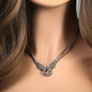 Sterling Silver Large Detachable Circle Marcasite Necklace