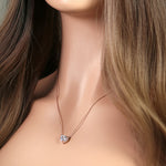 Sterling Silver Clear and Pink CZ Heart Halo Rose Gold Plated Necklace