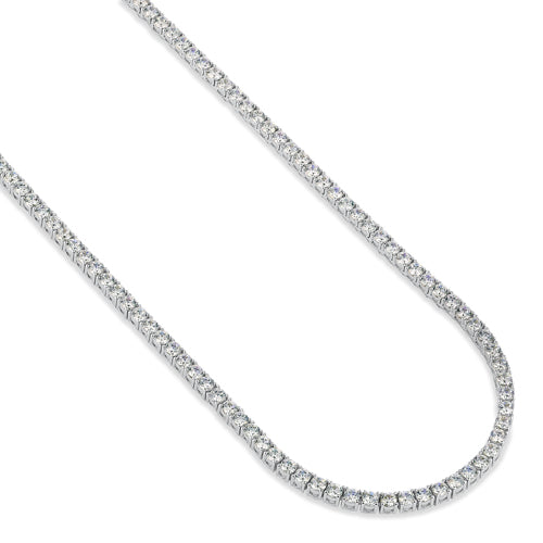 Sterling Silver 3mm Cubic Zirconia Tennis Necklace