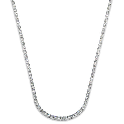 Sterling Silver 3mm Cubic Zirconia Tennis Necklace