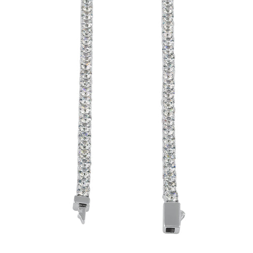 Sterling Silver 3mm Cubic Zirconia Tennis Necklace
