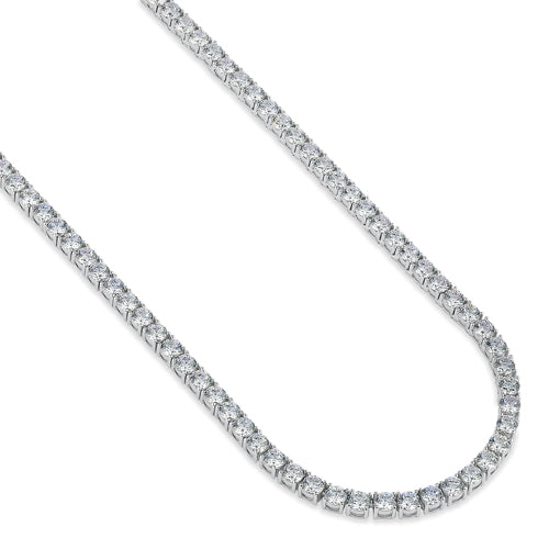 Sterling Silver 4mm Cubic Zirconia Tennis Necklace