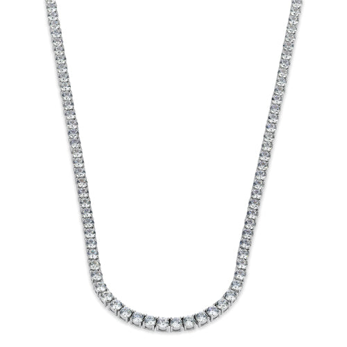 Sterling Silver 4mm Cubic Zirconia Tennis Necklace