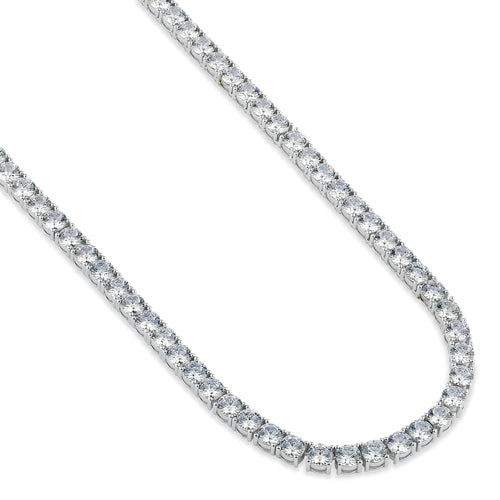 Sterling Silver 5mm Cubic Zirconia Tennis Necklace
