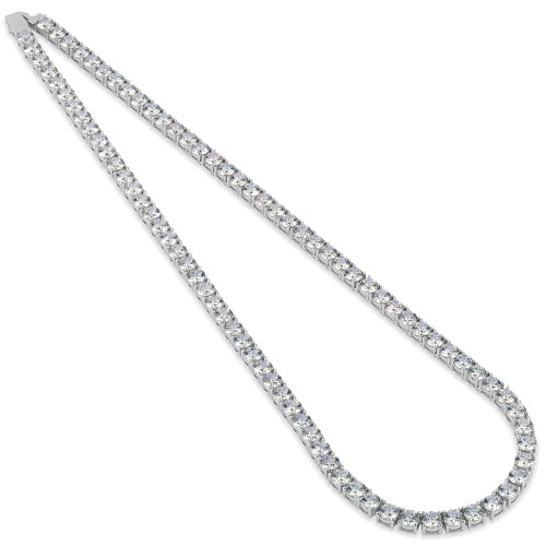 Sterling Silver 5mm Cubic Zirconia Tennis Necklace