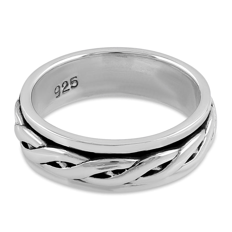 Sterling Silver 6MM Knot Spinner Ring