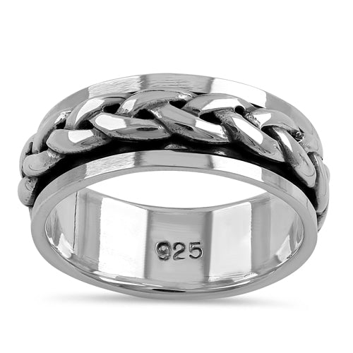 Sterling Silver 7MM Knot Spinner Ring