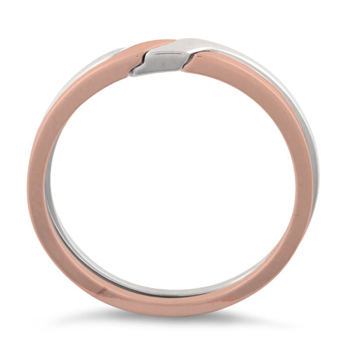Sterling Silver Two-Tone Rose Gold Plated Puzzle Ring