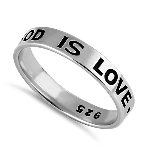 Sterling Silver 4mm God Is Love Ring