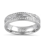Sterling Silver Diamond Cut Wavy Wedding Band Ring