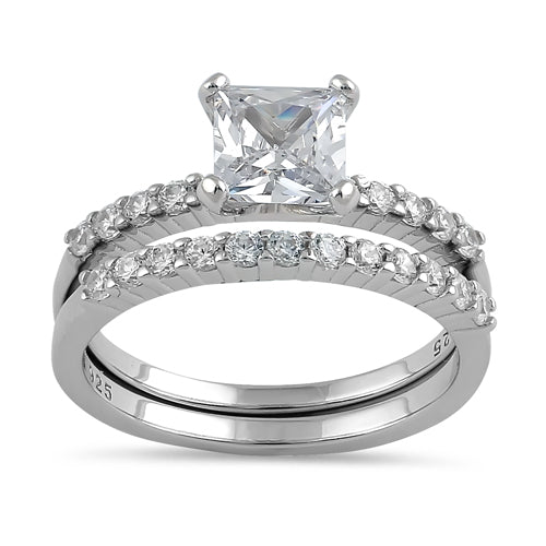Sterling Silver 1.25 ct. Princess-Cut CZ Engagement Ring