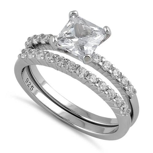 Sterling Silver 1.25 ct. Princess-Cut CZ Engagement Ring