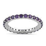 Sterling Silver Eternity Amethyst CZ Ring