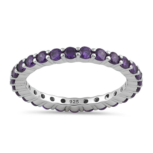 Sterling Silver Eternity Amethyst CZ Ring