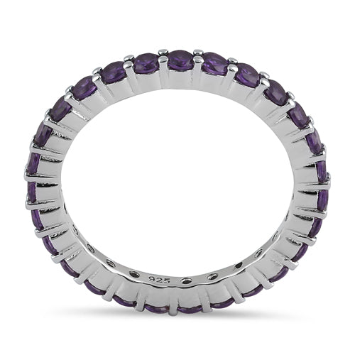 Sterling Silver Eternity Amethyst CZ Ring