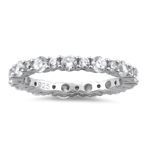 Sterling Silver Eternity Round Clear CZ Ring