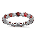 Sterling Silver Eternity Garnet CZ Ring