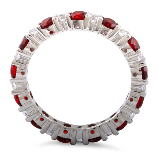 Sterling Silver Eternity Garnet CZ Ring