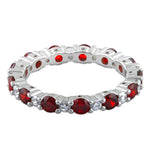 Sterling Silver Eternity Garnet CZ Ring