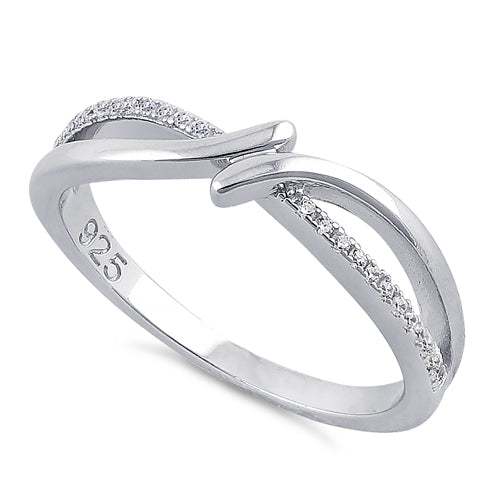 Sterling Silver Double Curve Clear CZ Ring