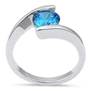 Sterling Silver Aqua Blue CZ Ring