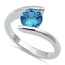 Sterling Silver Aqua Blue CZ Ring