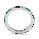 Sterling Silver Emerald and White CZ Eternity Ring
