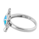 Sterling Silver Turtle Blue Lab Opal Ring