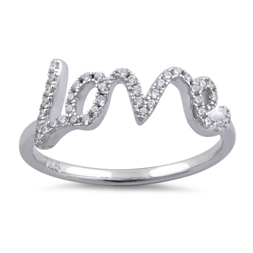 Sterling Silver Love Clear CZ Ring
