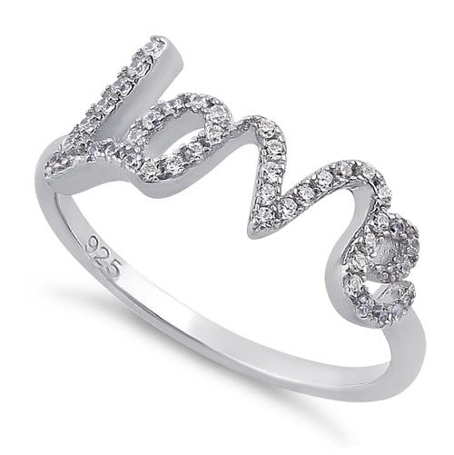 Sterling Silver Love Clear CZ Ring