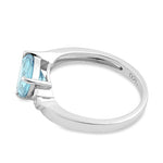 Sterling Silver Elegant Trillion Cut Aqua Blue CZ Ring