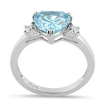 Sterling Silver Trillion Cut Aqua Blue CZ Ring