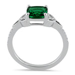 Sterling Silver Square Emerald Celtic CZ Ring