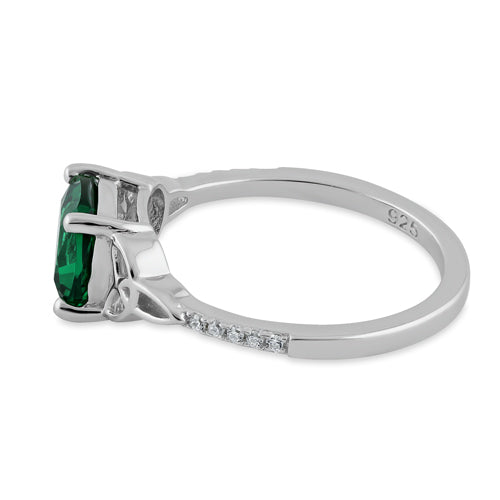 Sterling Silver Square Emerald Celtic CZ Ring
