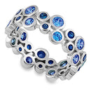 Sterling Silver Eternity Bubbles Blue CZ Ring