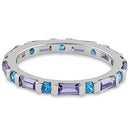 Sterling Silver Blue & Purple Eternity CZ Ring