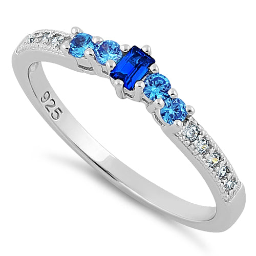 Sterling Silver Created Blue Spinel And CZ Ring Sterling Silver Created Blue Spinel And CZ Ring