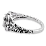 Sterling Silver Austere Oval Aquamarine CZ Ring