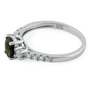 Sterling Silver Enchanted Oval Green-Black Lab Opal CZ Ring