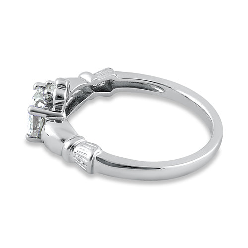 Sterling Silver Claddagh Clear CZ Ring