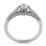Sterling Silver Cathedral CZ Engagement Ring