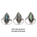 Sterling Silver Abalone Marquise Marcasite Ring