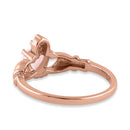 Sterling Silver Rose Gold Claddagh White Lab Opal CZ Ring