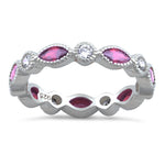 Sterling Silver Round & Marquise Pink CZ Eternity Ring