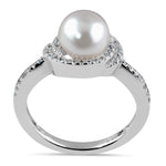 Sterling Silver Spiral Shell Pearl CZ Ring