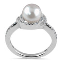 Sterling Silver Spiral Shell Pearl CZ Engagement Ring